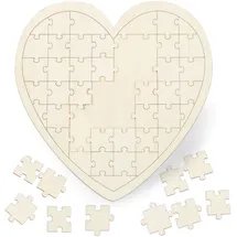 Relaxdays 4 x Herzpuzzle, Hochzeit, aus Holz, Creme