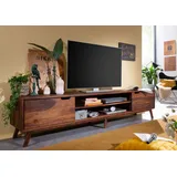 MASSIVMOEBEL24.DE Malmö 2 TV-Lowboard 220x40x48 cm Walnuss Lackiert Holz