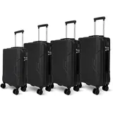 deluxe4home® 4 TLG. Hartschalenkofferset Reisekoffer Koffer & Trolley Schwarz I Kofferset ABS-Hartschale mit 4 Rollen I Reisetaschen Gepäck Rollkoffer Handgepäck Groß