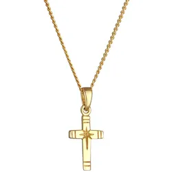 Elli PREMIUM Kreuz Anhänger Religion Panzerkette 585er Gelbgold 45 Damen 
