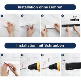 luxuskollektion Magnetleiste Messer 40 cm Schwarz Edelstahl selbstklebend & Schrauben