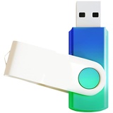 USB-Flash-Laufwerk, 64 GB, USB 2.0 Speicherstick, Großhandels-Massenware, drehbares Design, Daumenlaufwerk für Datenspeicherung, Farbverlauf, Grün–Blau, 1 Stück