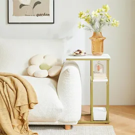 luxuskollektion Beistelltisch C-Form Industrie-Design 2er-Set Weiß Gold