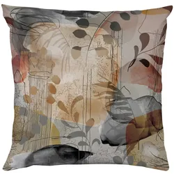 Dekokissen QUEENCE "Kunstwerk Grau", grau (grau, bedruckt, geblümt), B:40cm L:40cm, Polyester, Dekokissen_Sitzkissen_Kissenhüllen, Beidseitig bedruckte Kissenhülle, Kissen 40x40cm, inkl. Reißverschluss