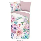 Muller Textiles hip Wendebettwäsche »Isaye«, Mako-Satin, 135x200, Reißverschluss, Wendeoptik, Mandala, Blumen, Lila bunt