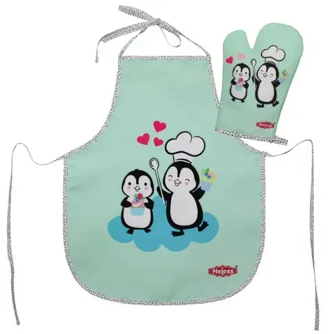 Heless - Kinderschürze mit Topfhandschuh "Pinguin"