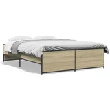 vidaXL Bettgestell Sonoma-Eiche 120x200 cm Holzwerkstoff und Metall