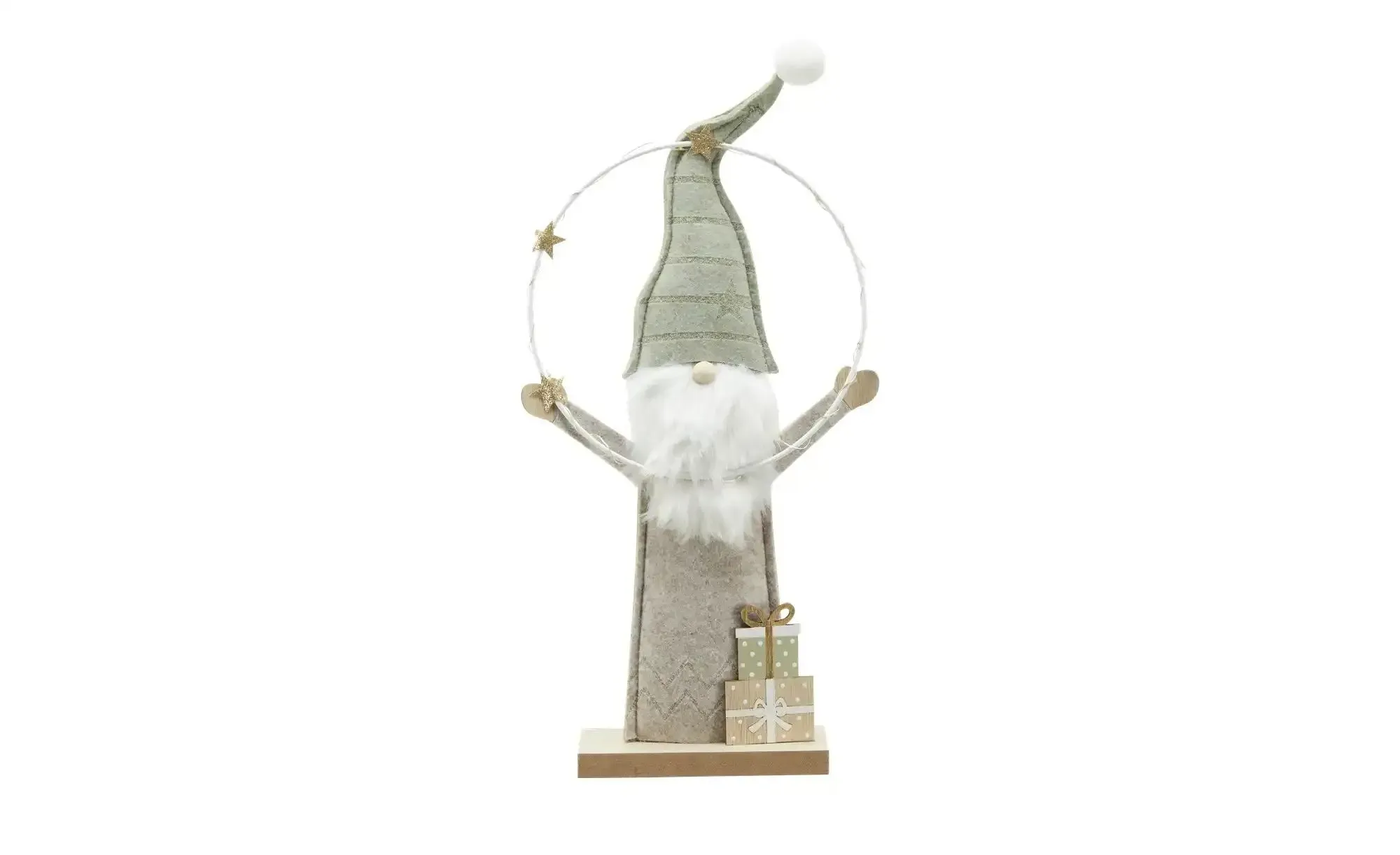 HOME STORY LED Figur Weihnachtsmann   , grün , Metall,Holzwerkstoff , Maße (cm): B: 21 H: 41 T: 6.0
