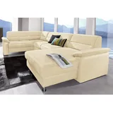sit&more Wohnlandschaft SIT & MORE "Ascara U-Form", beige (creme), B:312cm H:85cm T:204cm, NaturLeder in Sitz und Rücken, Korpus ist mit passendem Kunstleder bezogen.