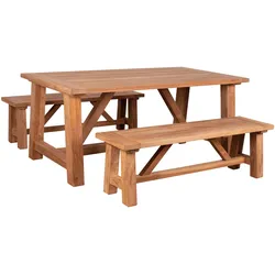 deVries Dining-Set - 180x100x76cm - naturfarben - Holz