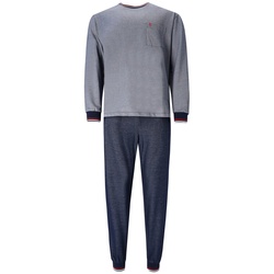 hajo Herren Schlafanzug Set - Klima-Light, lang, Hausanzug, Kontrast-Bündchen, Cotton-Mix Blau S
