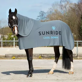 SUNRIDE Cool Down Kühldecke mit Halsteil und Tuch - grau - 155 cm