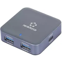 Renkforce RF-6416462 USB-Hub 2+2 Port USB-A, USB-C® USB 3.2 Gen2 10 GBit/s mit Aluminiumgehäuse, mit USB-C® Stecker Aluminium-Grau RF-USBH-500