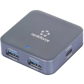 Renkforce USB-C auf USB-A 2+2 Port Aluminium-Grau