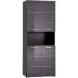 trendteam smart living - Hochschrank breit - Bad - Amanda - Aufbaumaß (BxHxT) 73 x 190 x 31 cm - Farbe Agave Grau Hochglanz - 139310521