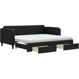 vidaXL Tagesbett Ausziehbar mit Schubladen Schwarz 90x190 cm Stoff