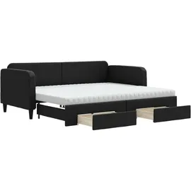 vidaXL Tagesbett Ausziehbar mit Schubladen Schwarz 90x190 cm Stoff