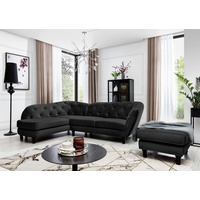 Fun Möbel Ecksofa inkl.Hocker CHARLOTTE in Stoff Matt Velvet