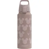 Sigg - Alu Trinkflasche -WMB Pathfinder Mickey Mouse Pattern -ClimatePartner Zertifiziert -Für Kohlensäurehaltige Getränke Geeignet - Auslaufsicher -Federleicht -BPA-frei -Weiss Mit Aufdruck -1L