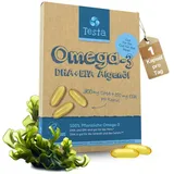 Omega 3 Vegan Algenöl – Hochdosiert 300mg DHA + 150mg EPA pro Kapsel - Nur 1 Kapsel pro Tag - Pflanzliches Omega 3 aus Algenöl - 60 Kapseln