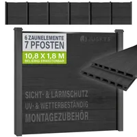 Juskys WPC Sichtschutzzaun 6er Set 6 x 1,8 m Anthrazit/Grau