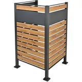 ML-Design Mülltonnenzaun für 1 Mülltonne, Anthrazit-Holzoptik, aus Stahl 91x91x150 cm, rostfrei, massiv, erweiterbar, Mülltonnenbox Mülltonnenverkleidung