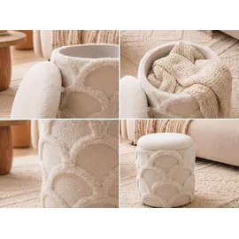 FineBuy Sitzhocker mit Stauraum Stoff 40 x 45 x 40 cm Beige