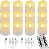 LED Teelichter 12 Stück Dimmbar Timer Fernbedienung Warmweiß USB Aufladung Deko