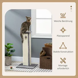 PawHut Kratzstamm Kratzsäule 81 cm grau