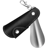 NINEMAX Mini Schuhlöffel Metall Schuhanzieher Klein 11.2cm - Schuhlöffel Klein Metall Schuhanzieher Kurz Stabil Metall Edelstahl für Unterwegs Camping(Schwarz)