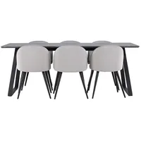 VCM ebuy24 Malaga Essgruppe Esstisch Dunkel Grau und 6