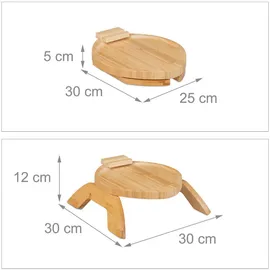Relaxdays Sofatablett Armlehne, Bambus, Armlehnentisch mit Handyhalterung, BxT: 25 x 30 cm, Sofaablage Getränke, Natur