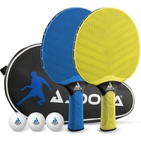 Joola Vivid Outdoor 2 Tischtennisschläger + 3 Tischtennisbälle + Tischtennishülle, Lime/blau, 6-teilig