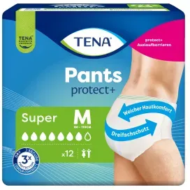 TENA Pants Super Inkontinenzhosen, Einweghosen mit Dreifachschutz vor Auslaufen, Gerüchen und Feuchtigkeit, 1 Packung = 12 Stück