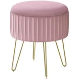 Woltu Runder Hocker Samt Ø31,5 x H37,5 cm Hellrosa
