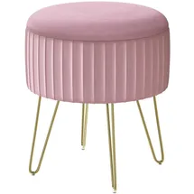 Woltu Runder Hocker Samt Ø31,5 x H37,5 cm Hellrosa