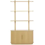 miliboo Bibliothek aus hellem Eichenholz mit 2 Schiebetüren, L90 cm Epic