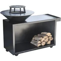 The Favilla FLAME Feuerschale mit Grillplatte & Plancha, Feuerschale mit Grillring, Holzstauraum