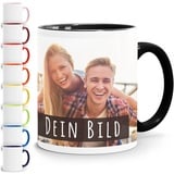 SpecialMe® personalisierte Fototasse mit eigenem Foto persönliches Geschenk Kaffeetasse mit Bild selbst gestalten Inner-Schwarz Keramik-Tasse