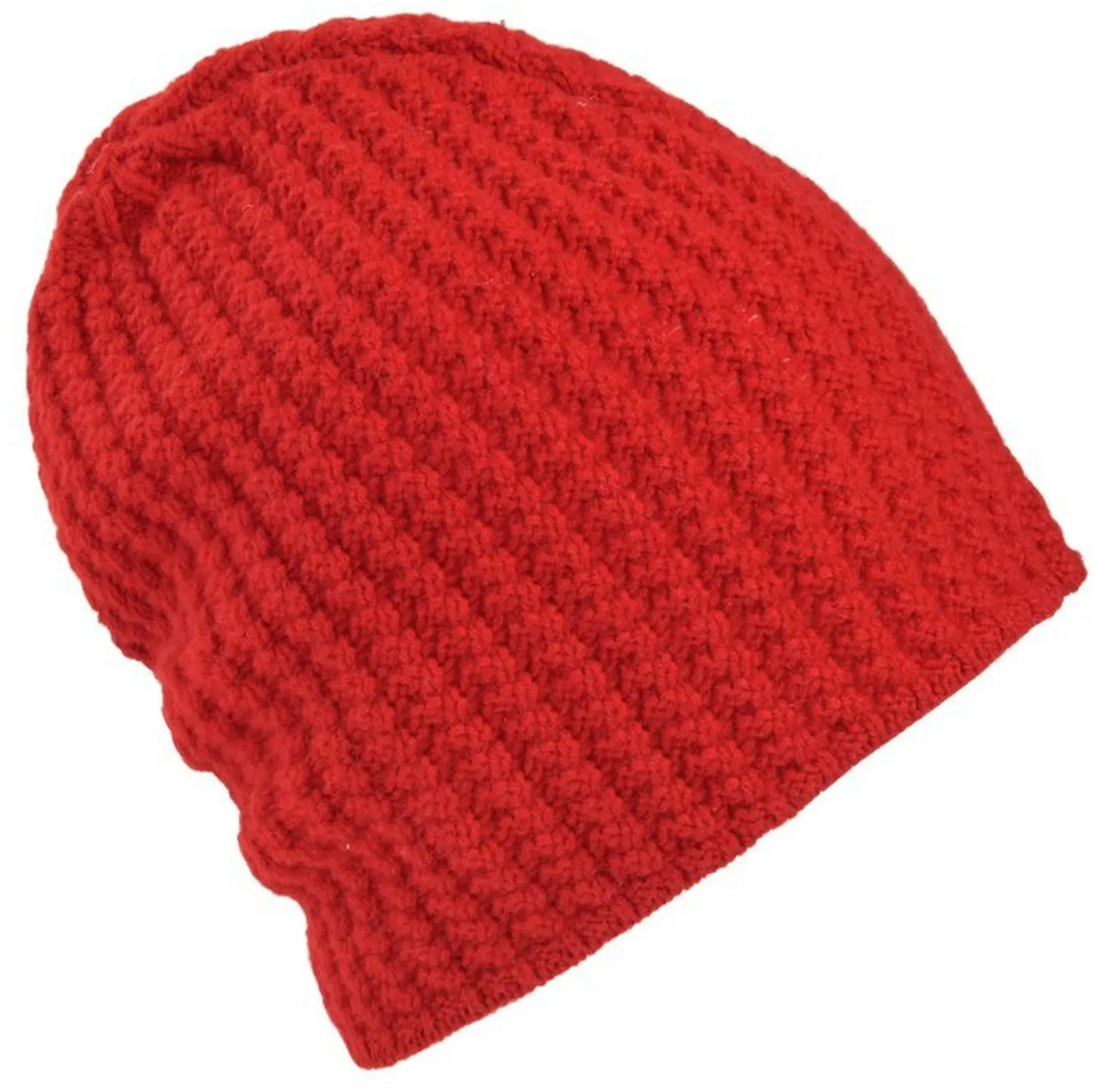 Le beanie tricoté en maille relief  Peter Hahn rouge