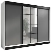 A&j möbelland 3-türiger Kleiderschrank mit Spiegel, 4 Schubladen und