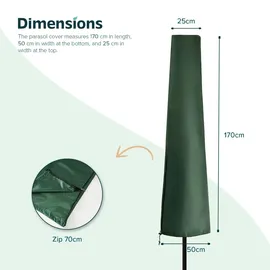 OEM Abdeckung für Sonnenschirme wasserdicht 280 x 40/81/50 cm Grün/Weiß