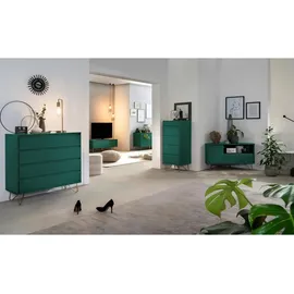 SalesFever Eck TV-Lowboard 100 x 58 x 50 cm Grün/Gold MDF/Metall