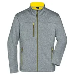 Softshelljacke in Melange-Optik JN1148, dunkel-melange/gelb, Größe 3XL - dunkel-melange/gelb - 3XL
