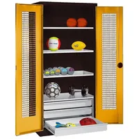 C+P Sportgeräteschrank mit Schubladen und Lochblech-Flügeltüren (Typ 4), HxBxT