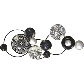 Hofmann Living And More Wanddekoobjekt "Wanddekoration", schwarz, B:91cm H:37cm T:6cm, Metall, HOFMANN LIVING AND MORE, Wanddekoobjekte, Große Wanddeko Kreise in schwarz silber