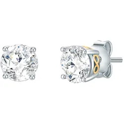 Trilani Ohrstecker Unendlichkeitszeichen Sterling Silber Zirkonia in Silber/Gelbgold Ohrringe   Damen 