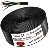 MAS-Premium Erdkabel Deutscher Marken-Elektrokabel Ring zur Verlegung im Erd- und Außenbereich Standard Starkstromkabel (NYY-JZ 7X1,5 mm2, 25m)