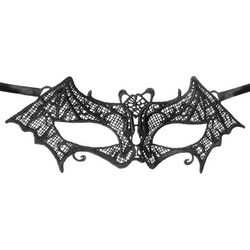 Metamorph Verkleidungsmaske Schwarze Spitzenmaske Fledermaus, Filigrane Augenmaske aus Stoff schwarz