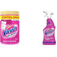 Vanish Power im Doppelpack: Vanish Oxi Action Pulver Pink – 1 x 1,65 kg Fleckenentferner + Vanish Oxi Action Vorwaschspray Color – 1 x 750 ml